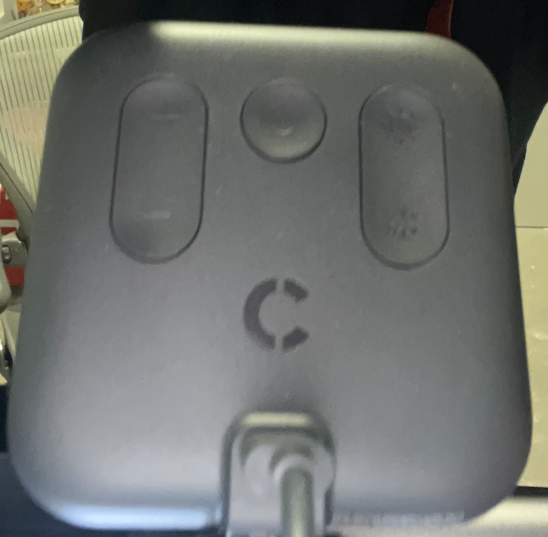 Back of Litra Glow light showcasing it's physical buttons